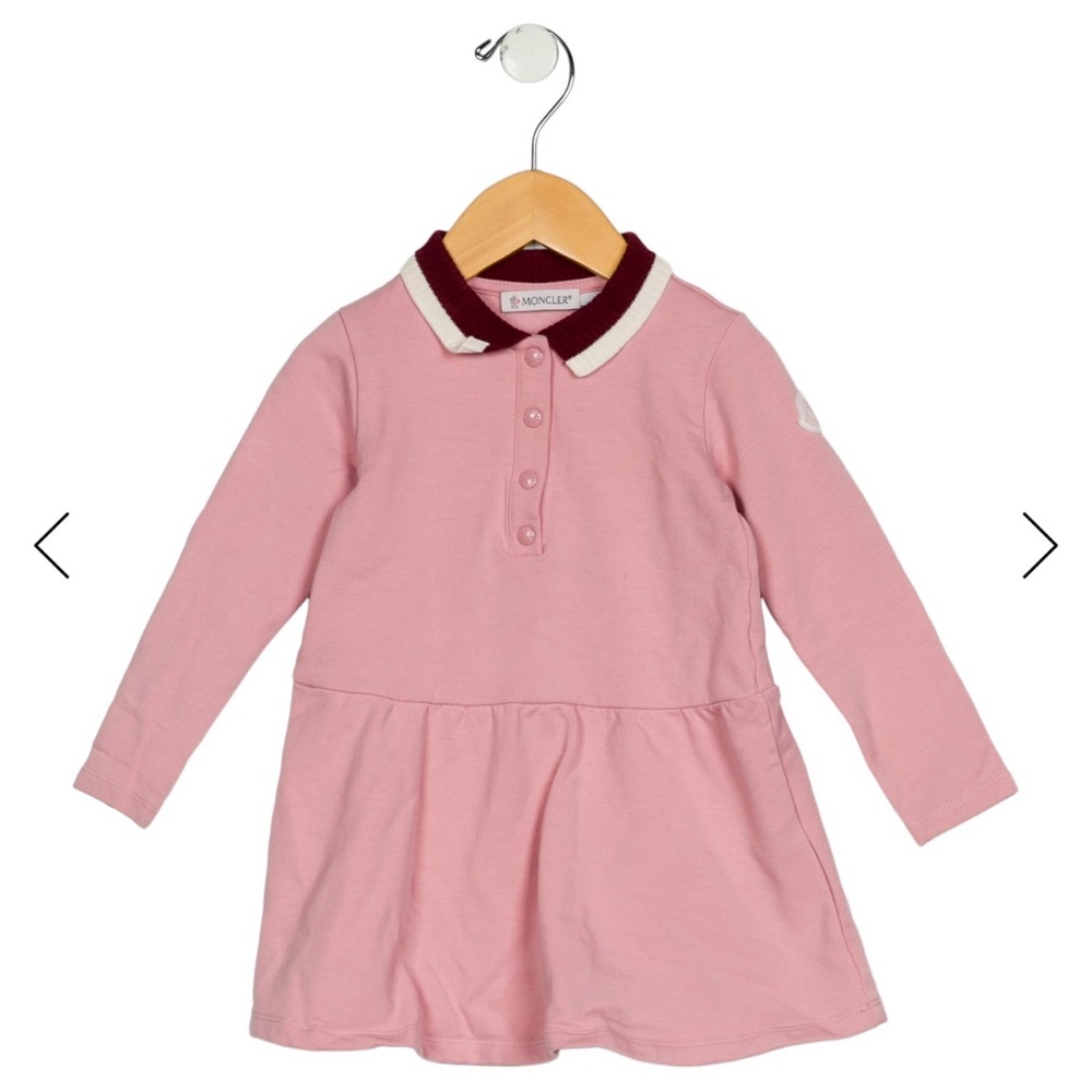 Moncler Pink Long Sleeve Dress with Burgundy Collar
